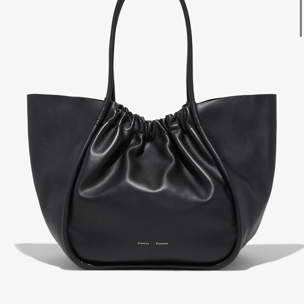 Proenza Schouler Rare XL Ruched Tote black calfskin leather. - Picture 2 of 15